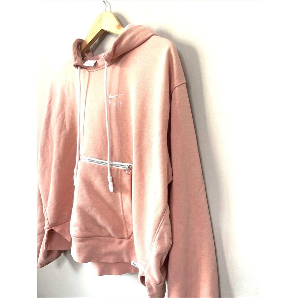 Nike Vintage Womens M Coral  Pullover Fleece Hoodie Logo Pockets Drawstring Sz M